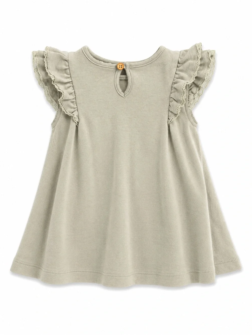 Quincy Mae Organic Cotton Sage Green Flutter Sleeve Dress 12-18M
